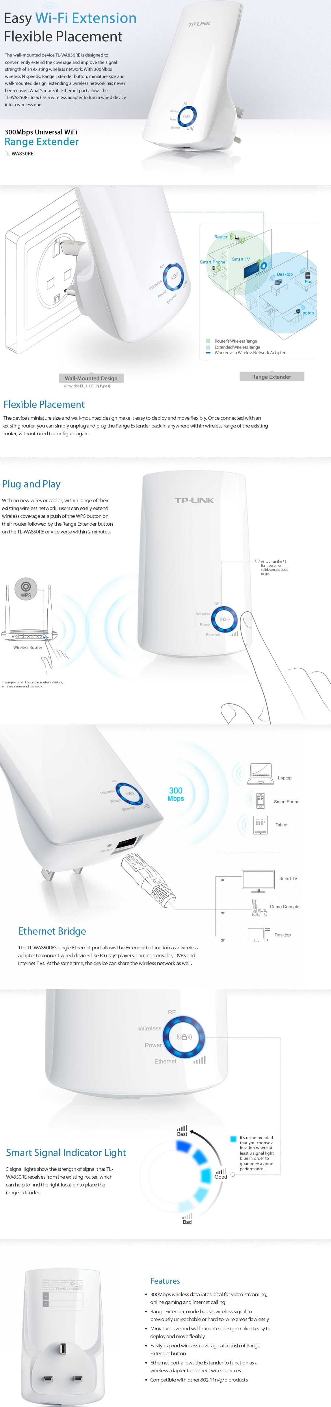 Tp Link Tl Wa Re Mbps Wireless N Wall Plugged Range Extender Bpc